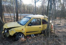 Micra wypadła na łuku