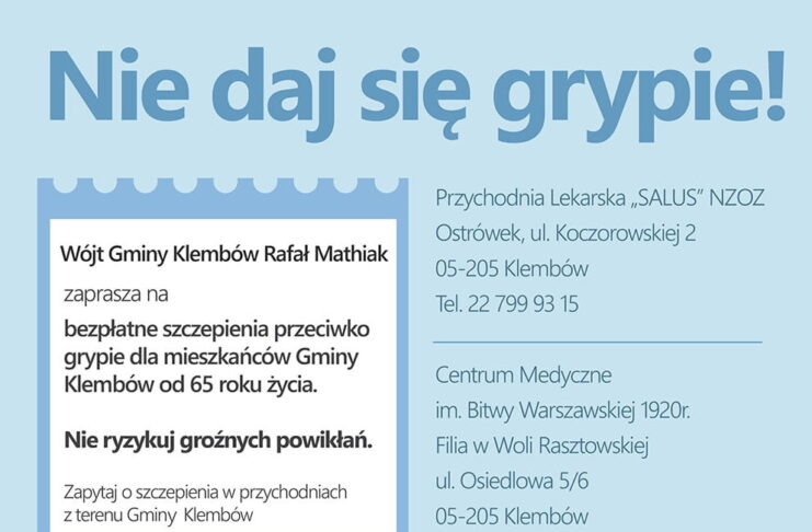 Bezpłatne szczepienia przeciwko grupie w Klembowie
